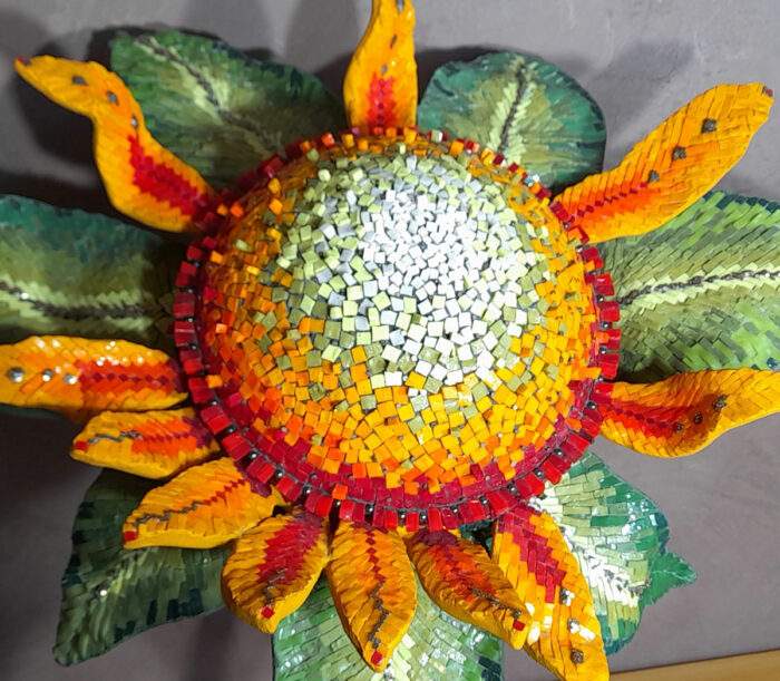 Fleur tournesol sur mesure oeuvre d'art ferronnerie occitanie france hérault